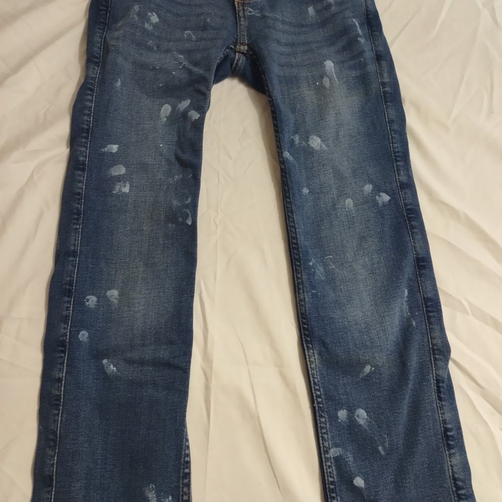 Abercrombie Kids Paint Splatter Blue Distressed Jeans